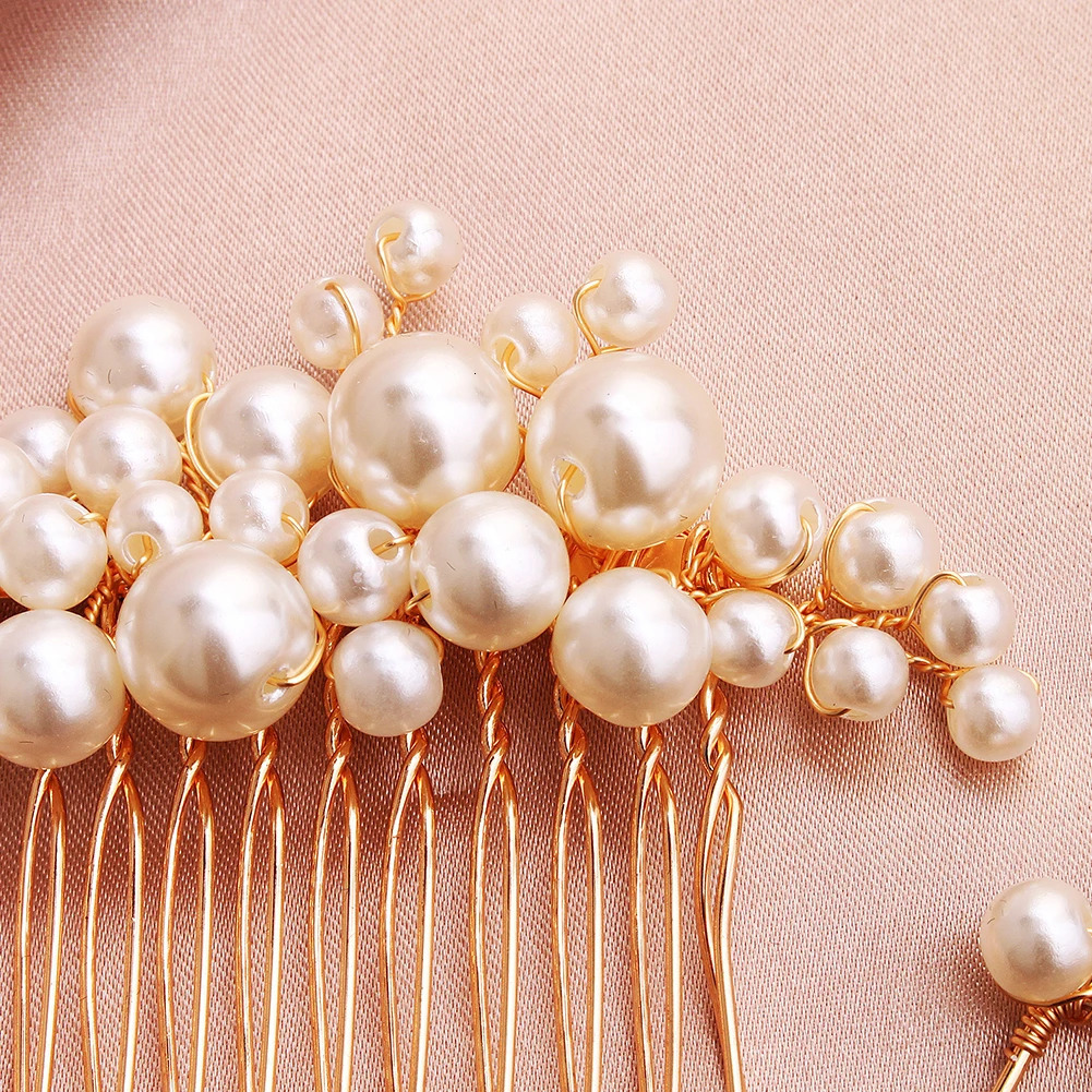 5PK Fashion Pearl Hair Comb and Hair Pin Set Bridal Wedding Headpieces Ladies Updo Jewellery Hair Accessories 250610