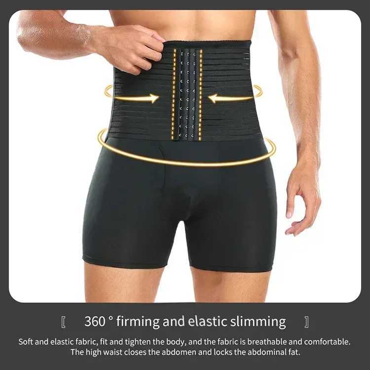 High Waisted Tummy Control Body Shaper Pants for Men Waist Trainer Corset Padded Panties Slimmer Thigh Breathable Underwear W250616