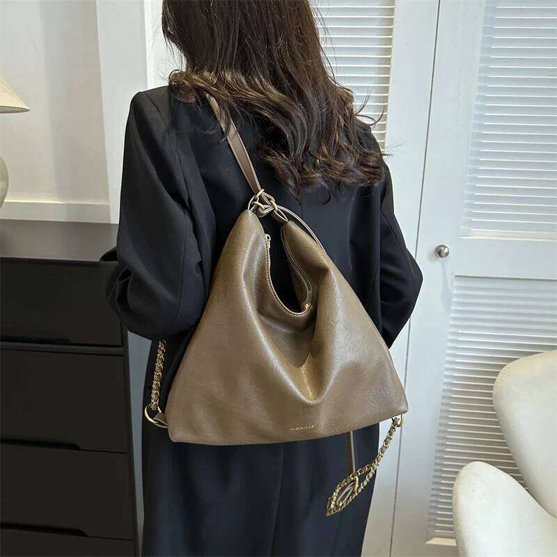 MOODS Dual-Use Shoulder Bags And Backpacks For Women Pure Color Large Capacity Shopper Totes 2023 Winter New Designer Bag