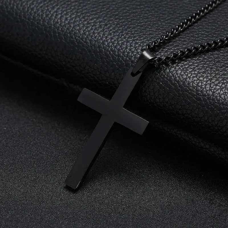 Hip Hop Black Cross Pendant Halloween Thin Chain 60cm Sweater Chain Mens And Womens Party Accessories W250616