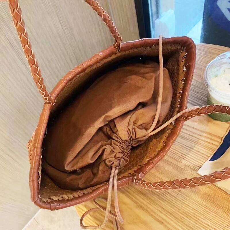 Women's Bags Designer Vintage Tote Bags For Women Designer Handbag And Purse 2023 New In PU Cross Weave Design Top Handle With Inner Bag Medium