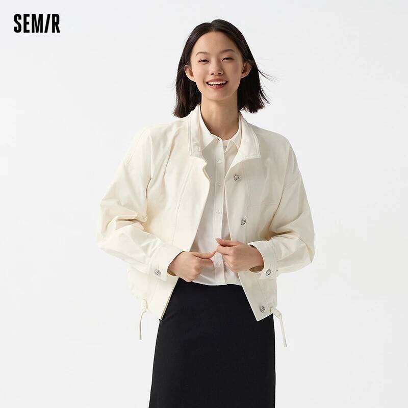 Semir Outerwear Women Stand-Up Collar Drop-Shoulder Loose Trendy Spring 2024 New Letter-Printed Jacket