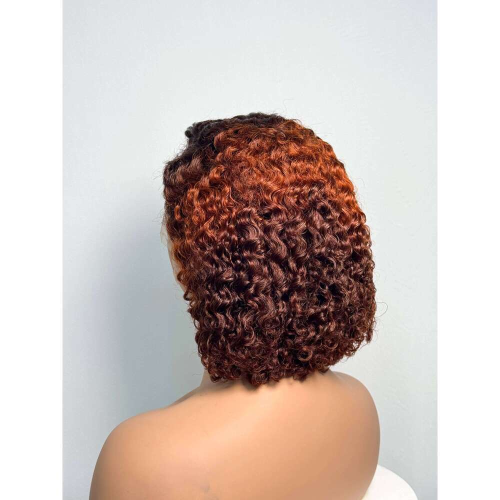 250% Density Double Drawn 12A 10 Inches Bob Pixie Cut Water Wave Curly 13x4 Transparent Lace Front Human Hair Wig