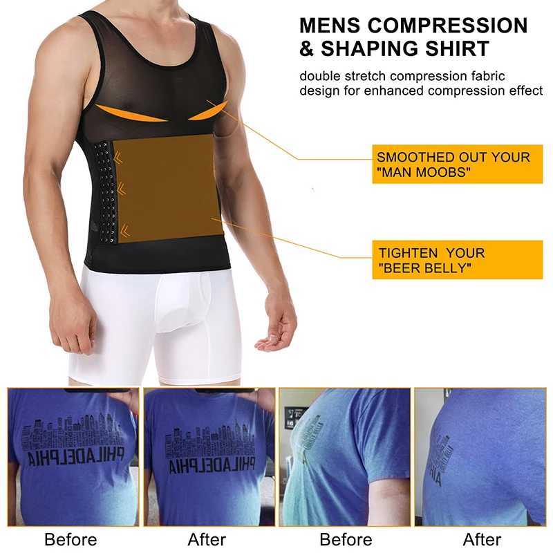 Compression Shirt Men Sleeveless Tummy Control Body Shaper Waist Trainer Belly Flat Abdomen Undershirt Tank Top Workout Shirt W250616