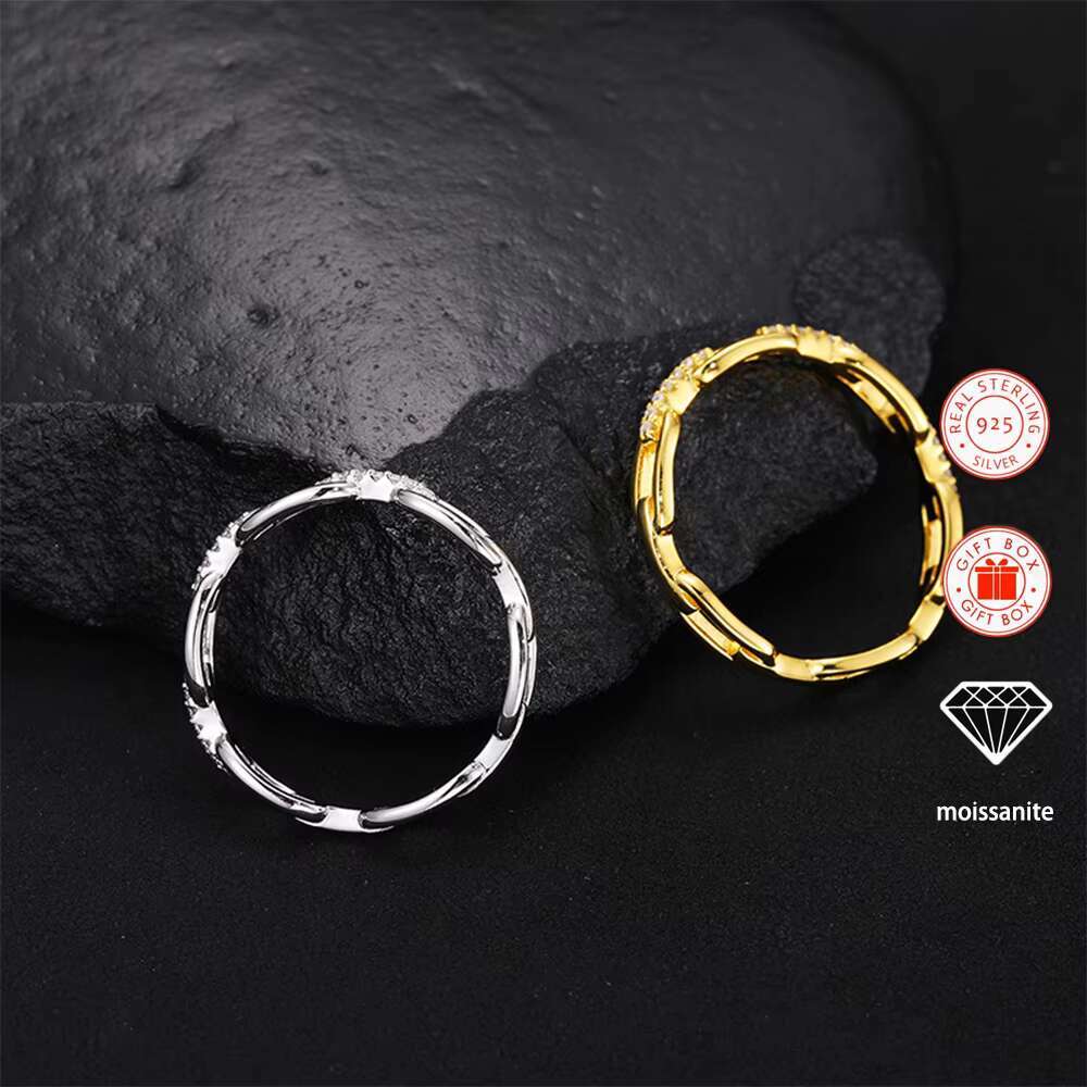 1pc Stylish Luxurious Iced Out Moissanite Ring Hip Hop Style Ring