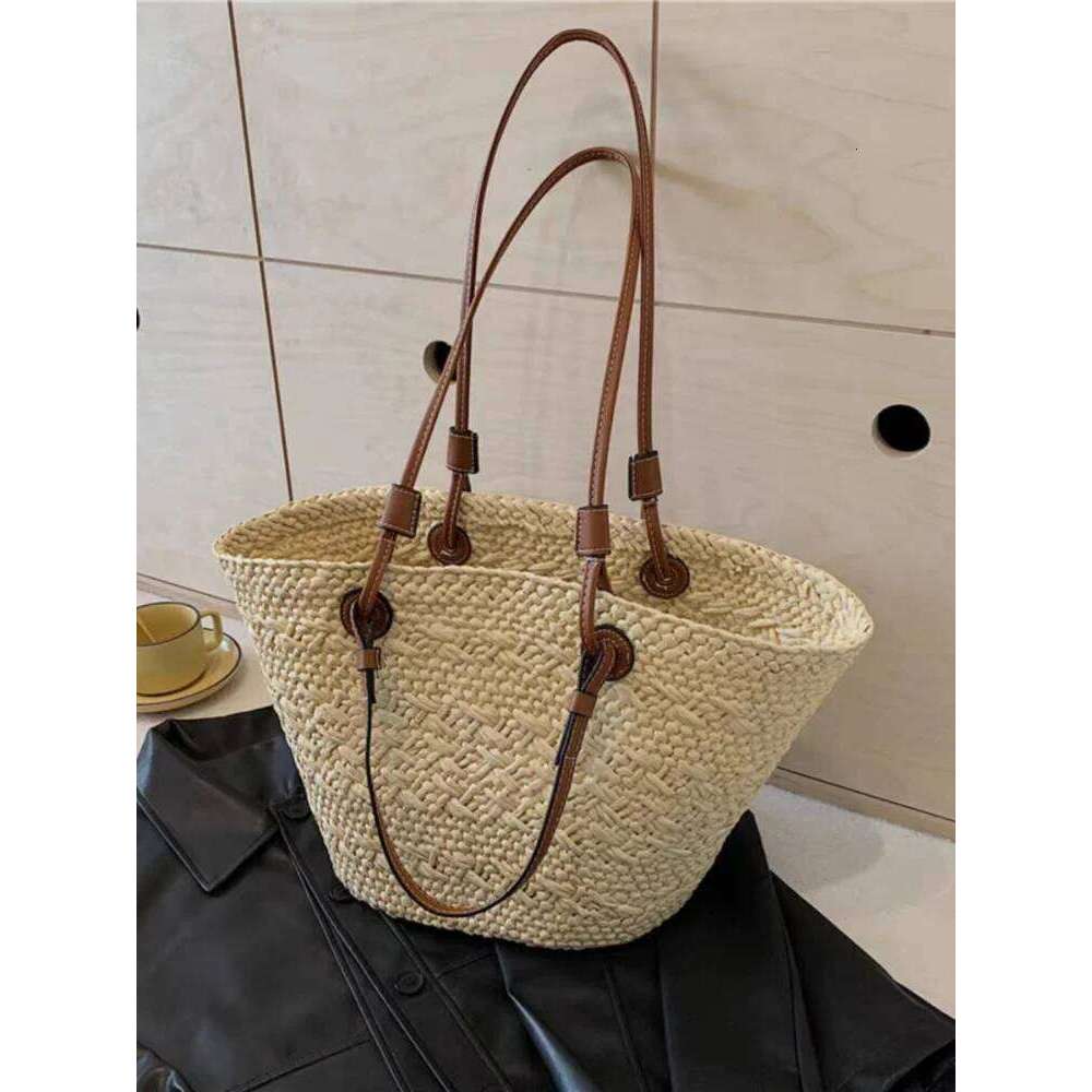 Colorful Straw Beach Large Capacity Underarm Basket Seaside Holiday Woven Bag Spacious Women Shopper Tote Handbag