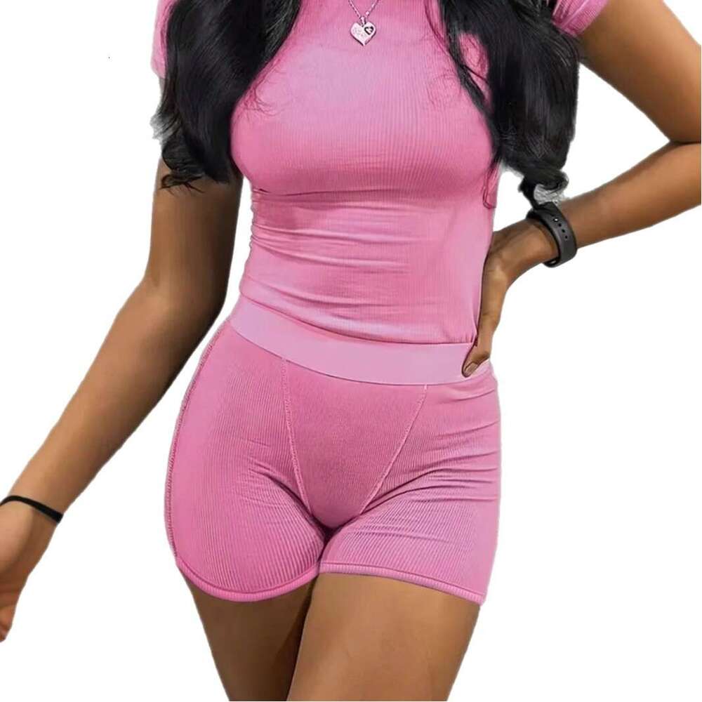 Summer New Street Style Hot Girl Fashion Personality Sexy Slim Fit Sports Shorts Set B5