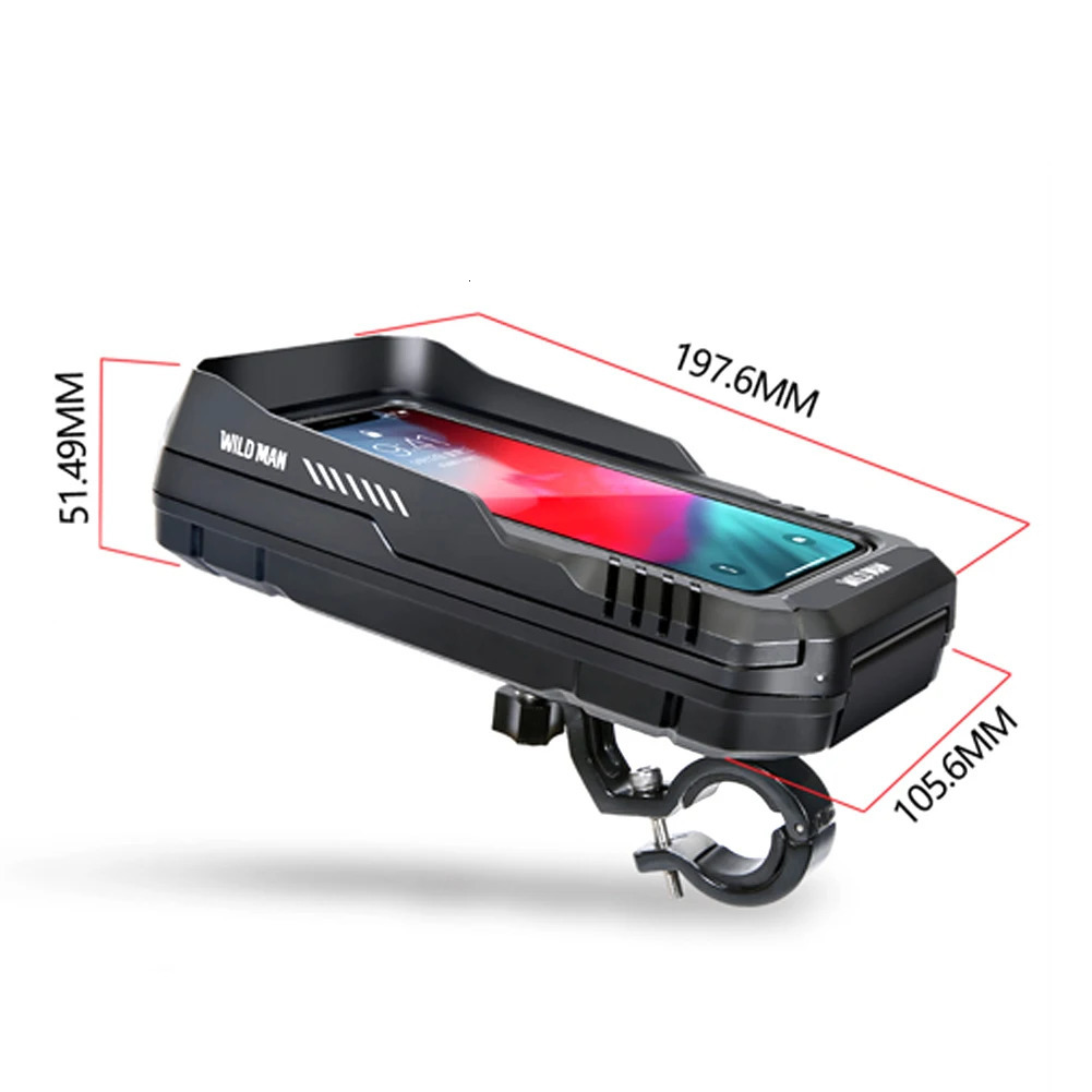 WILD MAN Waterproof Bicycle Mobile Phone Bag 0.6L Mobile Phone Holder Touch Screen Case Quick Release for Scooter Motorcycle 250610