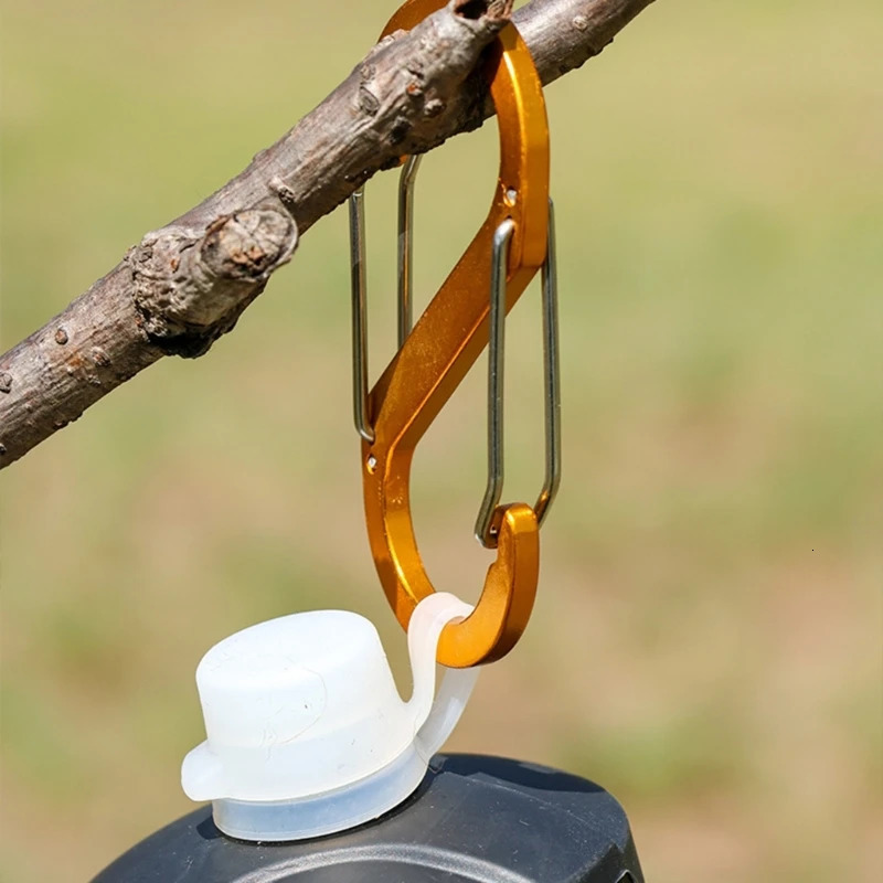 Aluminum Alloys Mini Shaped Carabiner Double Clip Hook Keychains Attachments for Camping Fishing Hikings 250611