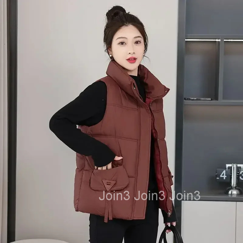 Quilted Womens Padded Cotton Vests Solid Color Youthful Demi-season Clothes Fashion 2025 Lady Giletes Lightweight Pretty Trend