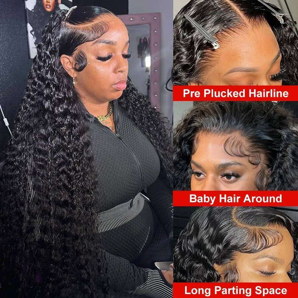 13x6 Hd Human Hair Curly Wig For Women 30 38 Inch Brazilian Pre Plucked 13x4 Deep Wave Lace Frontal Wigs 200 Density