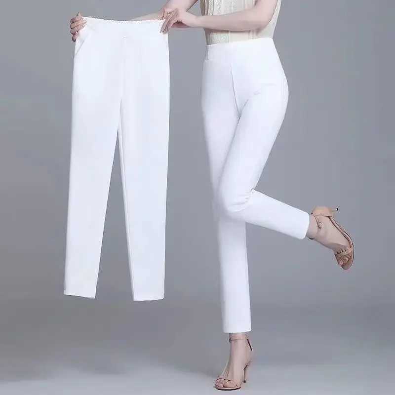 High-waisted Straight-leg Pants Womens Loose-fit Slimming Casual Beige Leggings Thin Threatment White Pants New ModelXJ250616