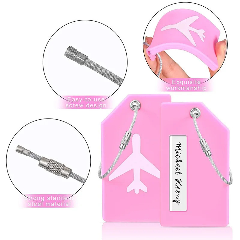 6Pcs Women Men Travel Accessories Silicon Luggage Tags Suitcase ID Name Address Holder Baggage Tag Unisex Label High Quality 250616