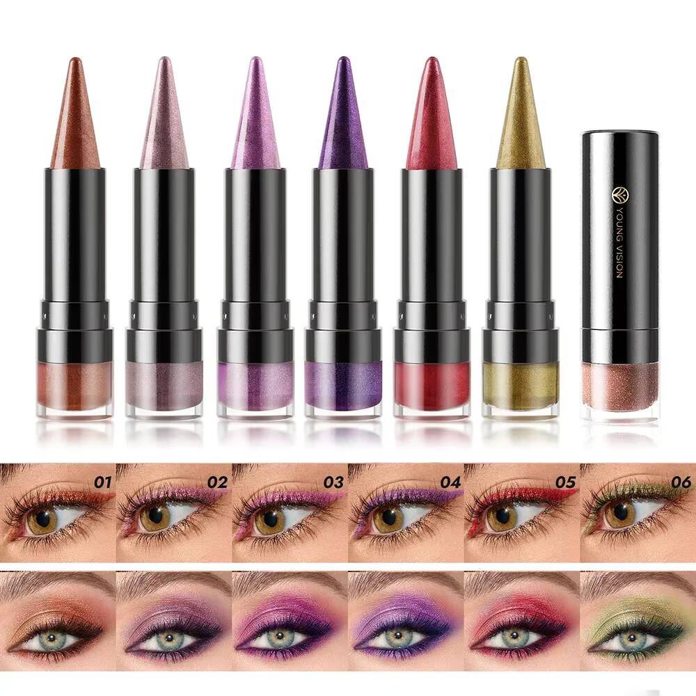 Pointed Glitter Lipstick Nude Purple Moisturize Diamond Metallic Lip Liner Pencil Outline Contouring Gradient Eyeshadow Cosmetic happy
