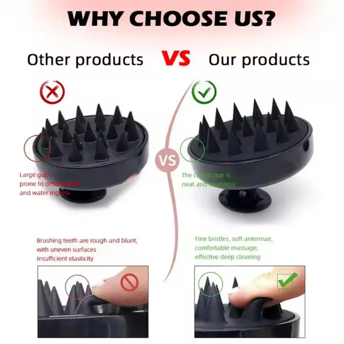 Head Cleansing and Massage Wet Dry Scalp Brush Soft Cushioned Airbag Noninvasive Deep Conditioning 250605