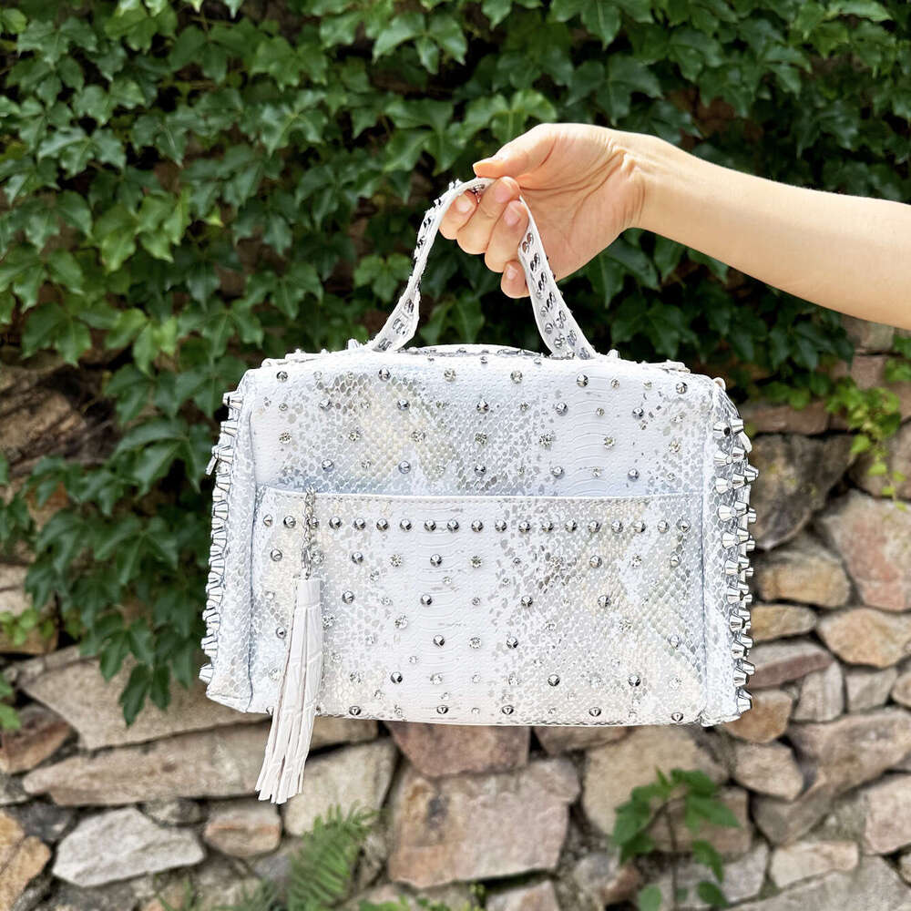 Leopard Print Studded Women's Shoulder Crossbody Handbag Large Capacity Bag