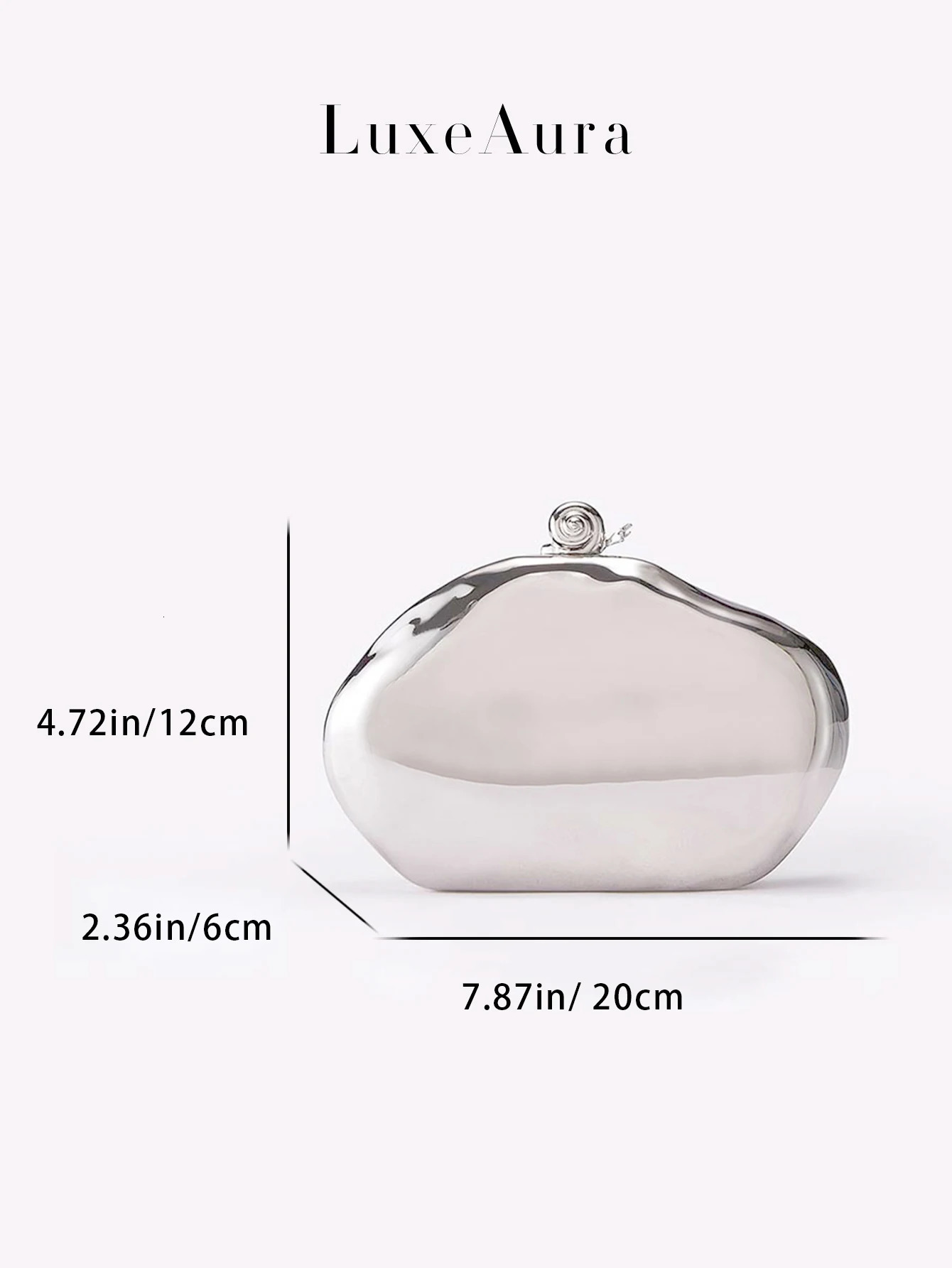 MirrorLike Metallic HardShell Oval Box Bag for Women Featuring a Shiny Textured Design Reminiscent of Vintage ChainHandl 250614