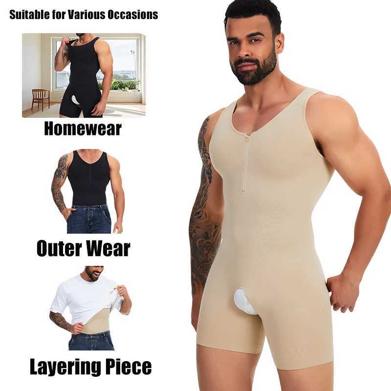 Mens Compression Bodysuit Sleeveless Full Body Shaper Seamless Open Crotch Underwear Slimming For Men Shapewear Bodysuit W250616