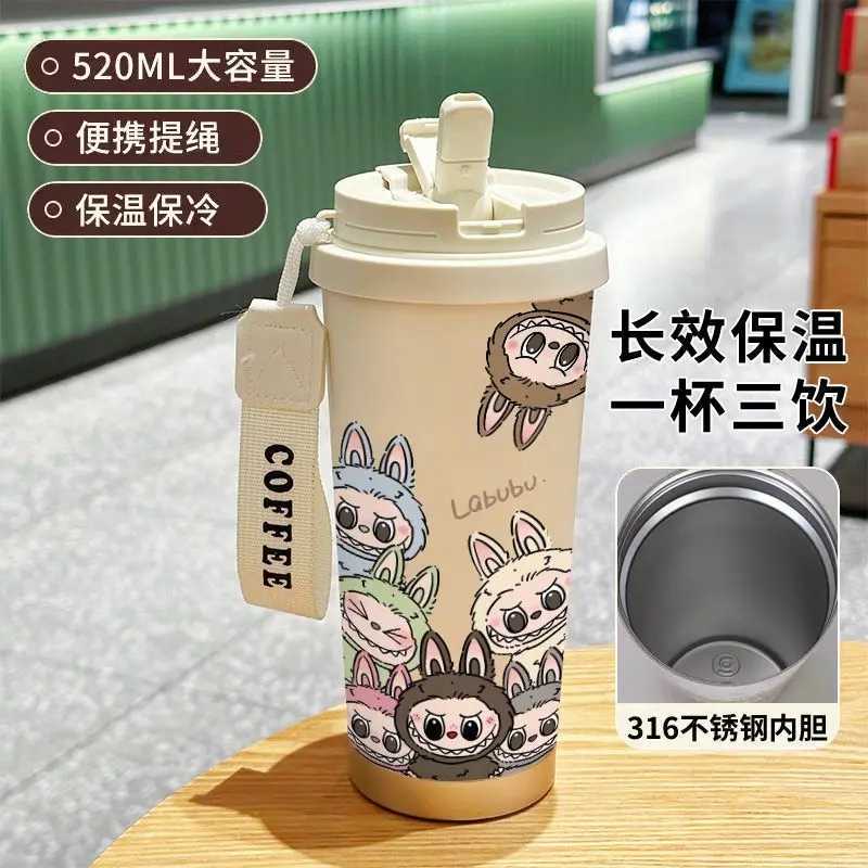 520ml Labubu Stainless Steel Insulated Coffee Cup Cute Y2k Cartoon Design Periphery Insulated Water Bottle Ideal Kid Gift XJ250616