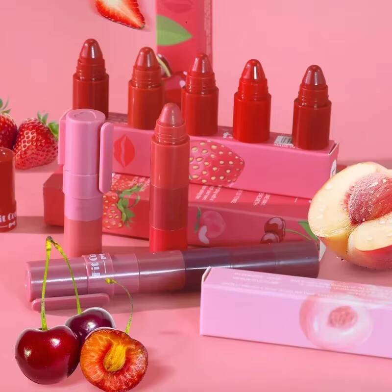 5 Colors in 1 Crayon Set Matte Pencil Kit Combo Velvet Red Lip Tint Non-stick Cup Multicolour Lipstick Makeup happy