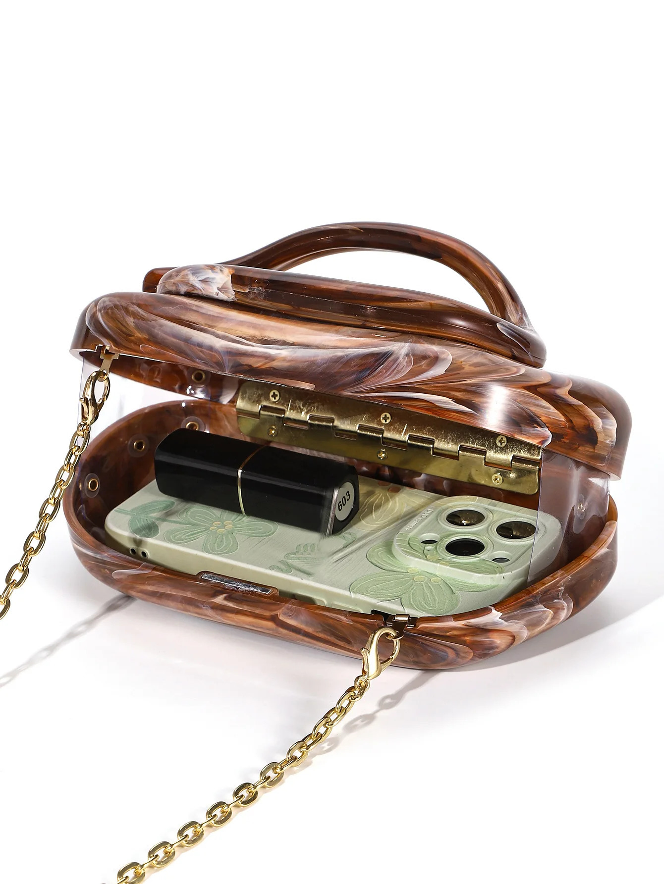 Luxury Acrylic Clutch Purse For Women Ladies Evening Crossbody Bag Vintage Marble Shell Chain Shoulder Handbag Vacation Wallets 250614