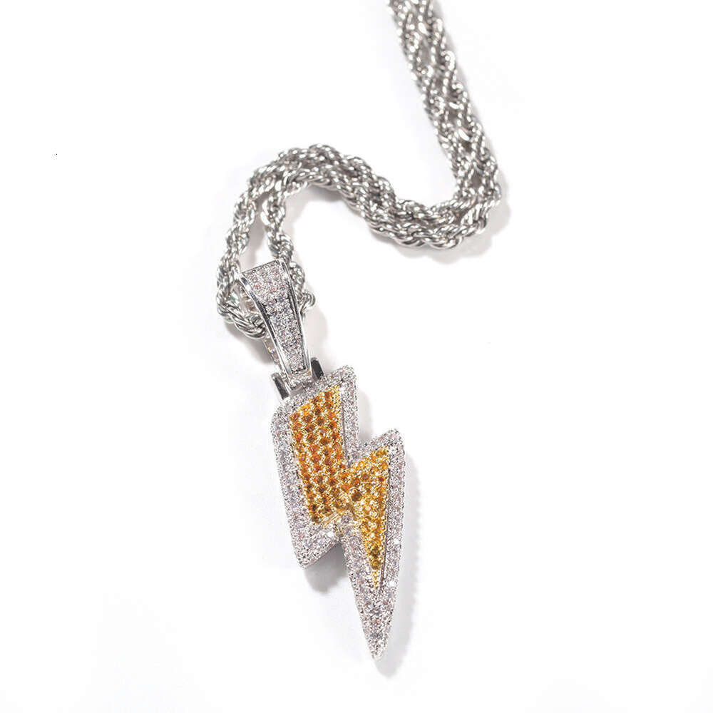 Hip Hop Lighing Pendant Copper Inlaid Zircon Simple Versatile Unisex Cool Style Necklace