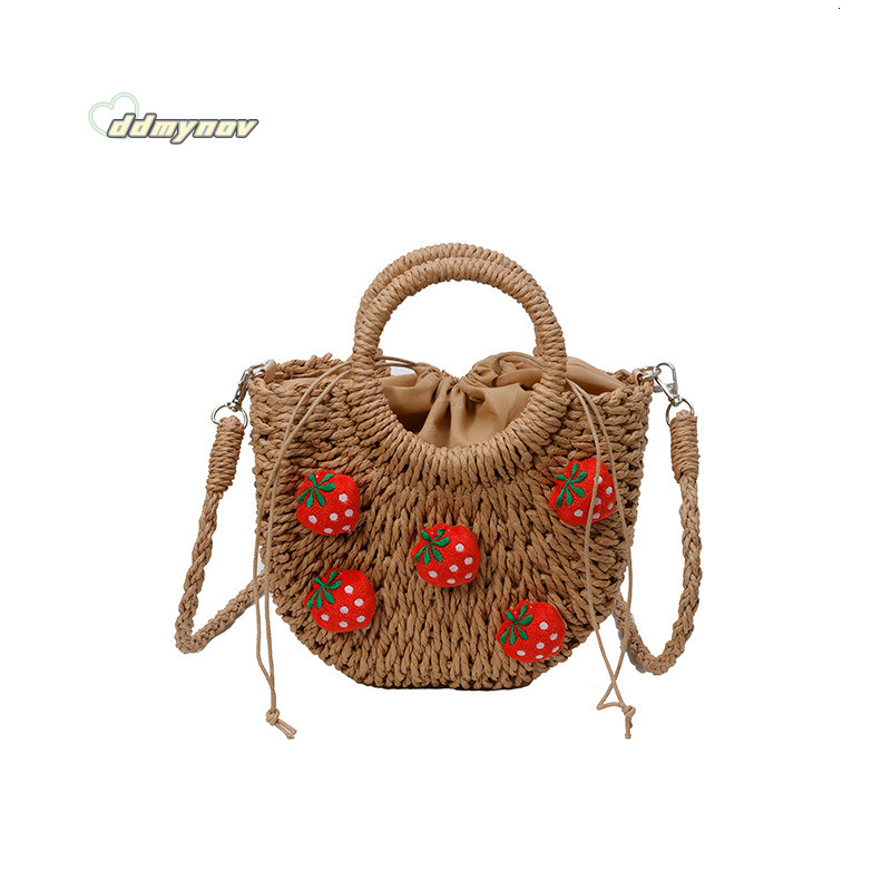 New Cute Basket Handbag Office Workers Niche High-end Single Shoulder Knitted Bag for Women Beach ddmynov