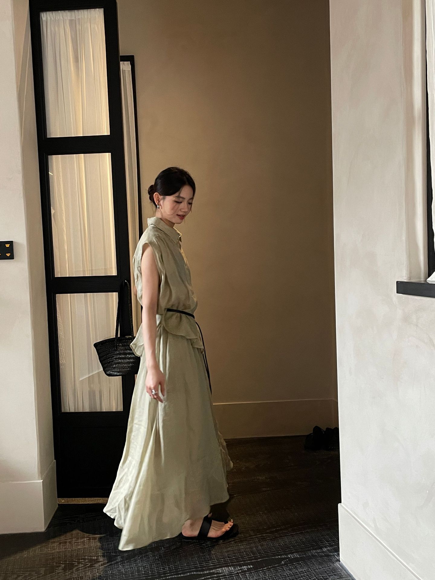 XR187 Summer simple large swing elastic high waist skirt Korean loose casual versatile leisure