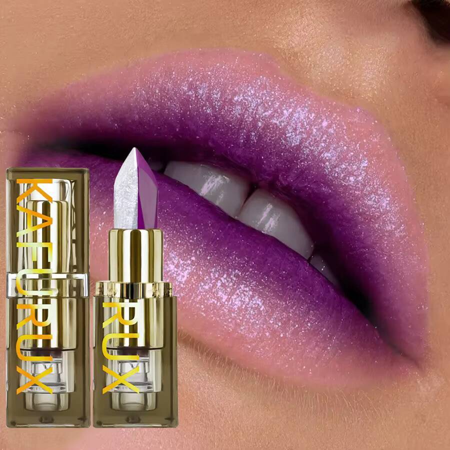 6 Color Glitter Two-tone Lipstick Purple Black Matte1pc Lipsticks Cosmetics Easy to use Tint Makeup Lip Beauty Red Pigment happy