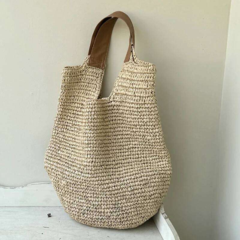 Beach Vintage Handmade Woven Shoulder Bag Raffia Rattan Shopping Bags Bohemian Ladies Summer Travel Vacation Casual Tote