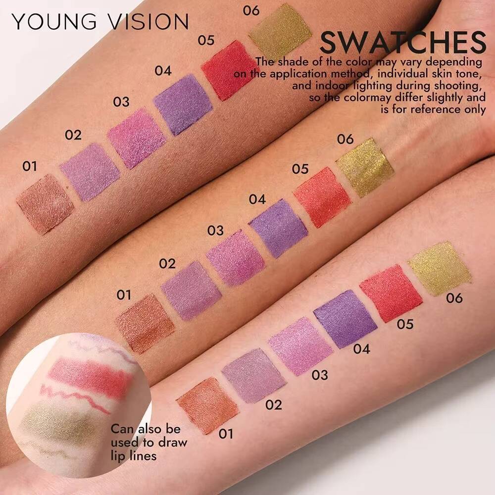 Pointed Glitter Lipstick Nude Purple Moisturize Diamond Metallic Lip Liner Pencil Outline Contouring Gradient Eyeshadow Cosmetic happy