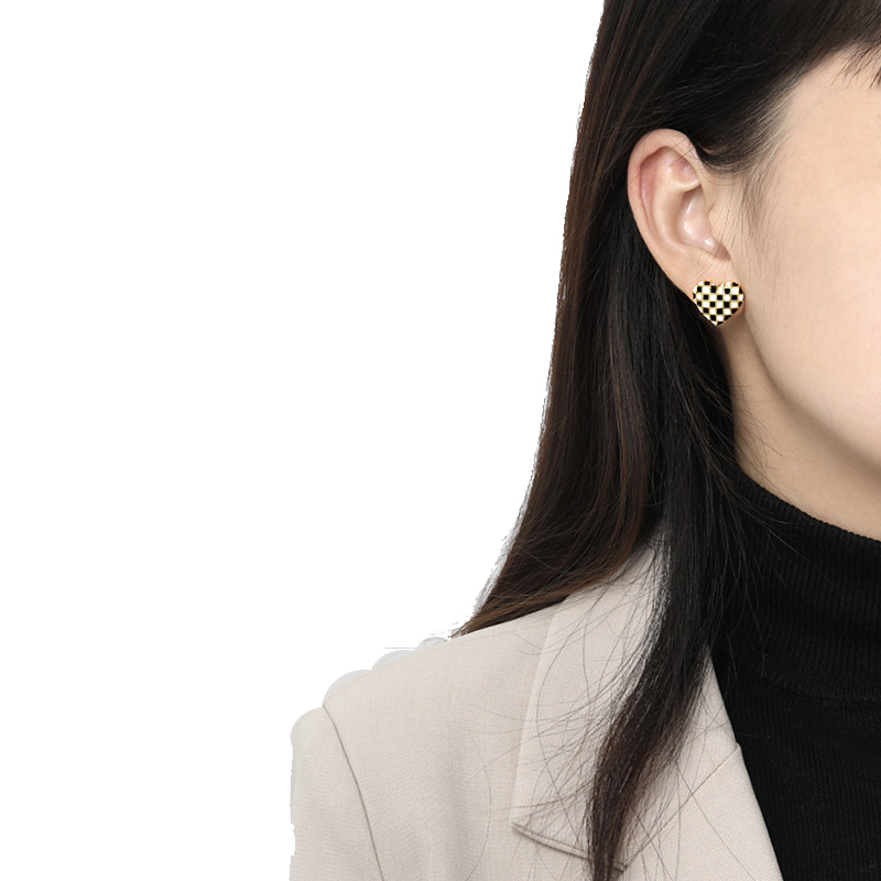 Women's Enamel Exquisite Earrings - Dainty Silver Tone Love Heart Earrings for Her with Elegant Hoops & Choker Design Ear Studs Choker Style Love