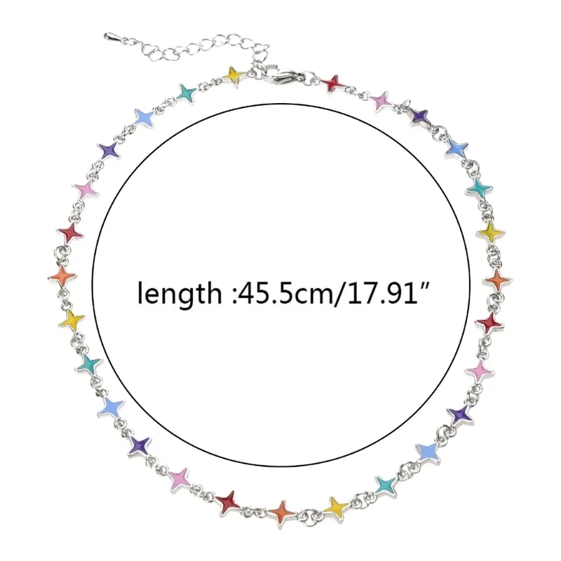Starry Punk-Chic Choker Bracelet for Ladies: Vibrant Multi-Colored Clavicle Necklace