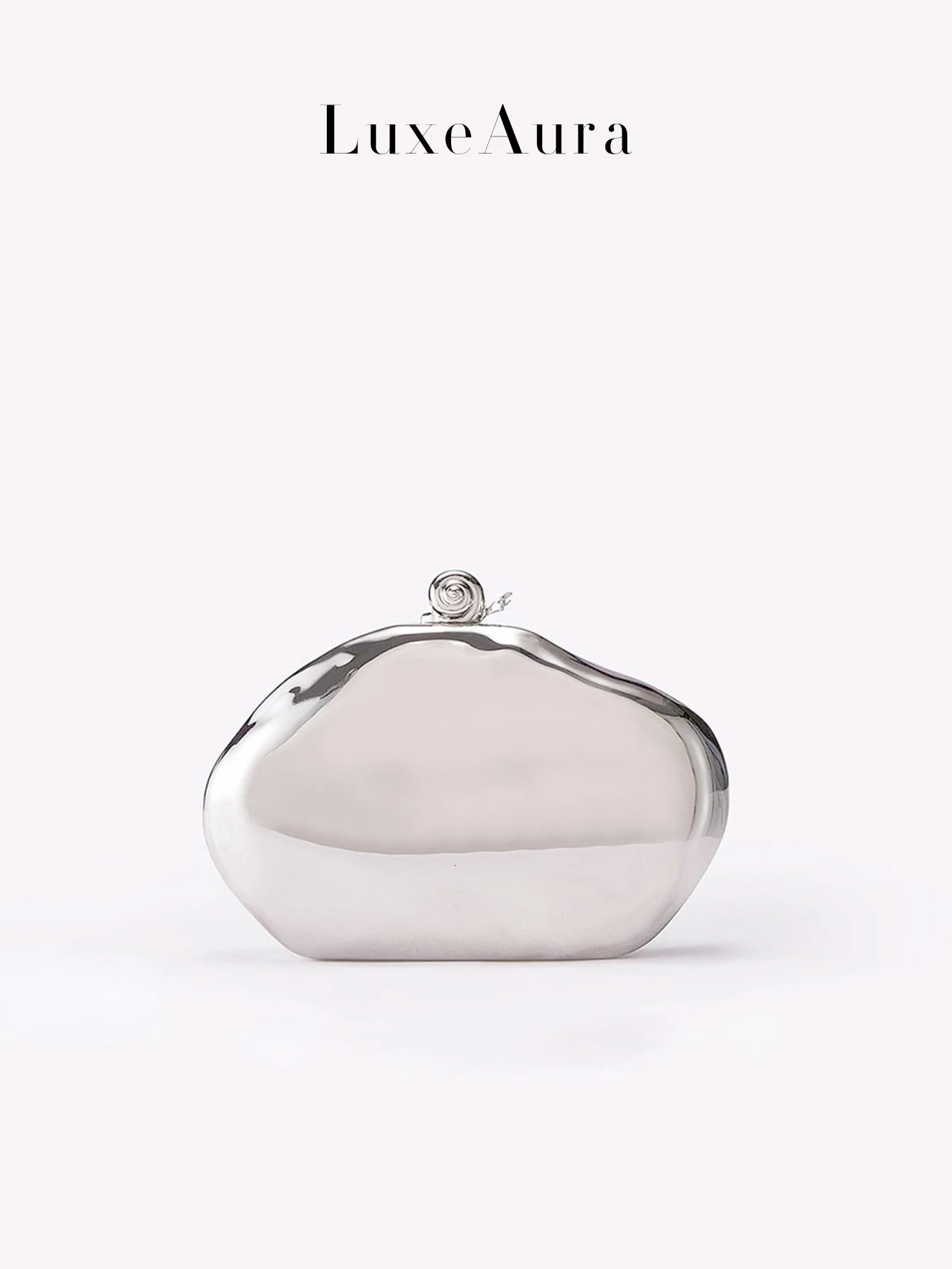 MirrorLike Metallic HardShell Oval Box Bag for Women Featuring a Shiny Textured Design Reminiscent of Vintage ChainHandl 250614