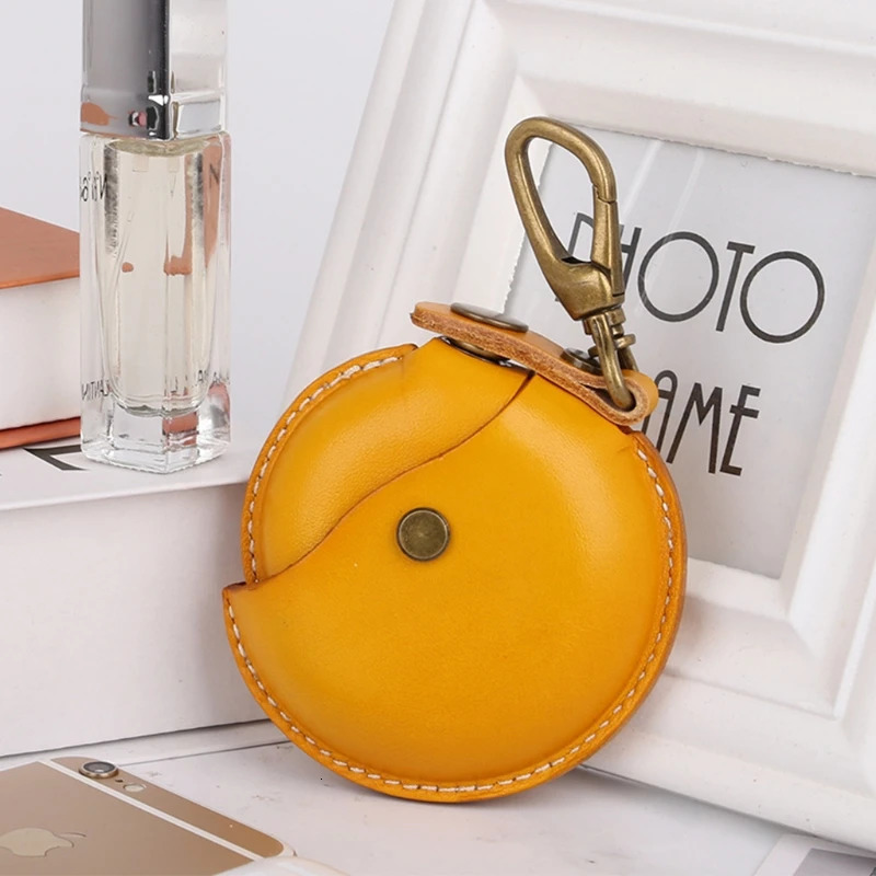 Leather Coin Purse Men Women Vintage Round Creative Storage Money Bag Keychain 250614