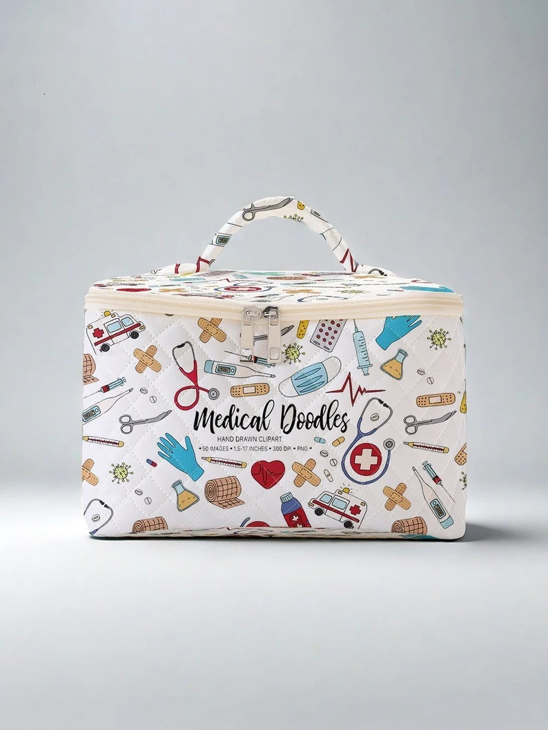 1pc Portable travel cosmetics with medical supplies patterns large capacity storage bags cute and stylish makeup 250614