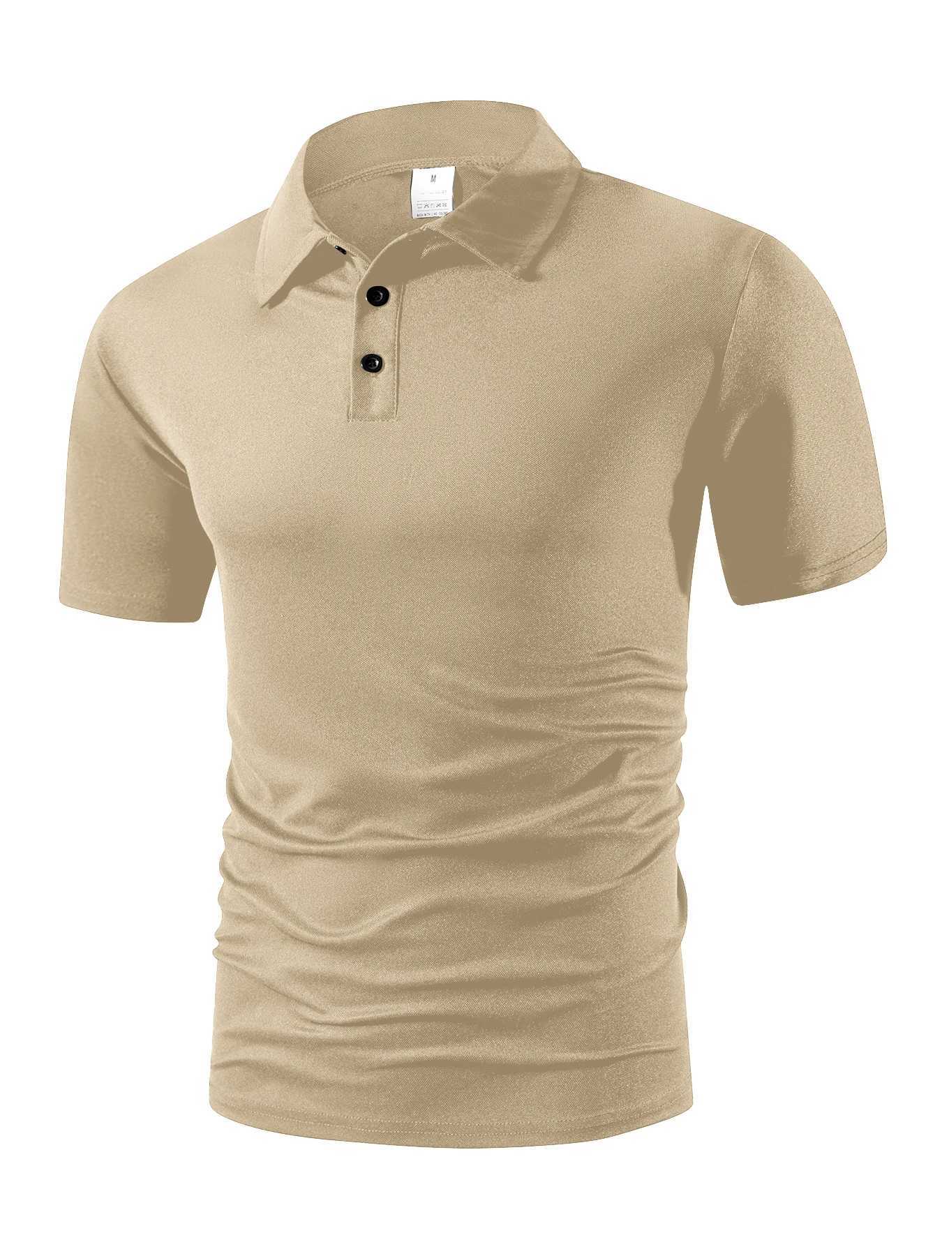 Summer Mens Short Sleeve Polo Shirt Solid Color Button T-shirts Lightweight Lapel Streetwear Men Breathable Basic Polo Shirt W250616