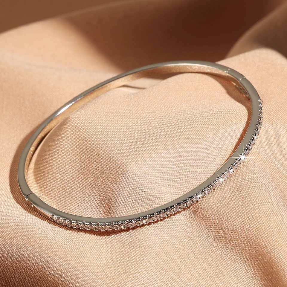 TrendMen Trendy Round Zirconia Tennis Bangles For Men Women Fashion Gold Color Crystal Wristlet Jewelry Gifts Party Z250616