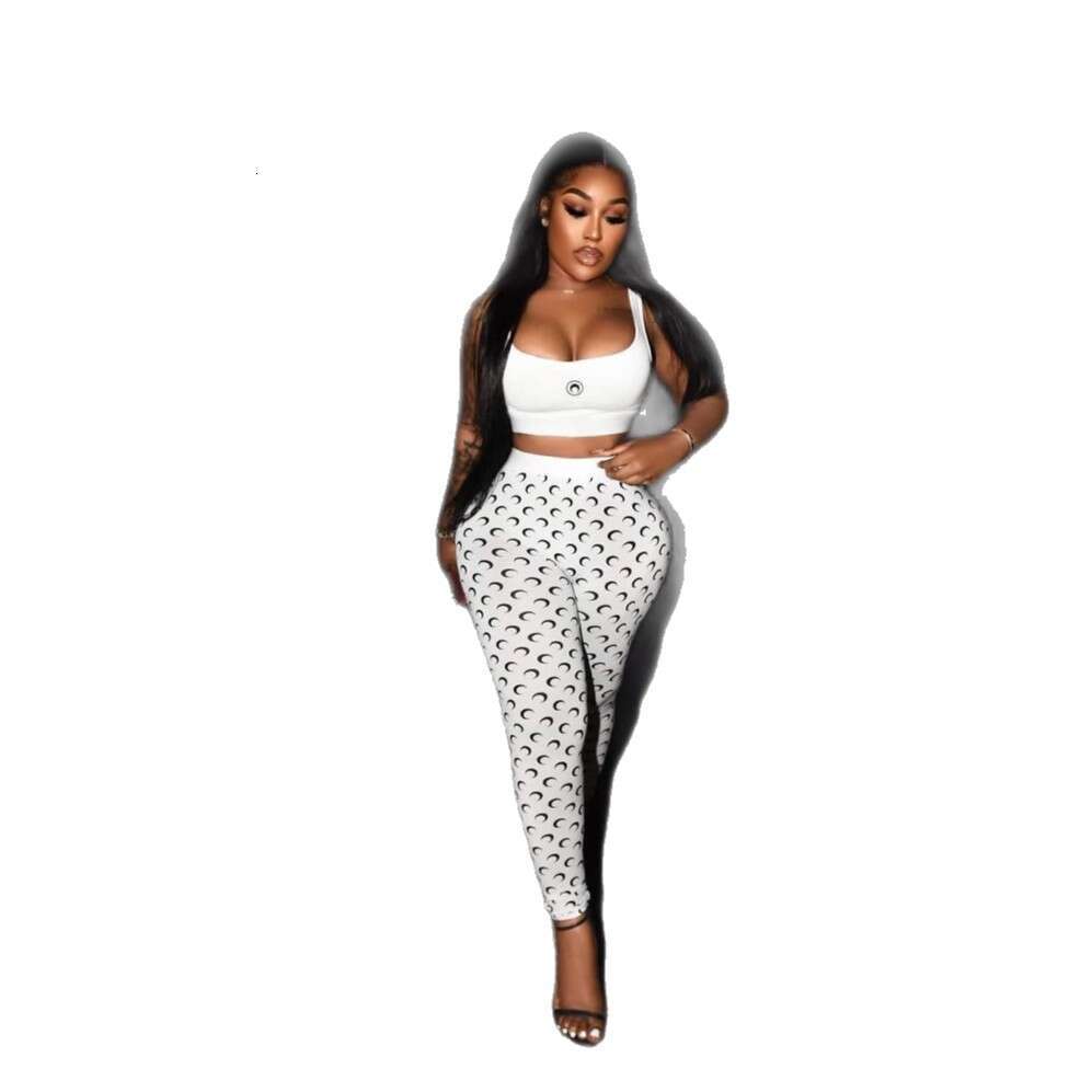 Summer New Women's Sexy Hot Girl Tight Camisole Top Bodycon Printed Long Pants Set B5