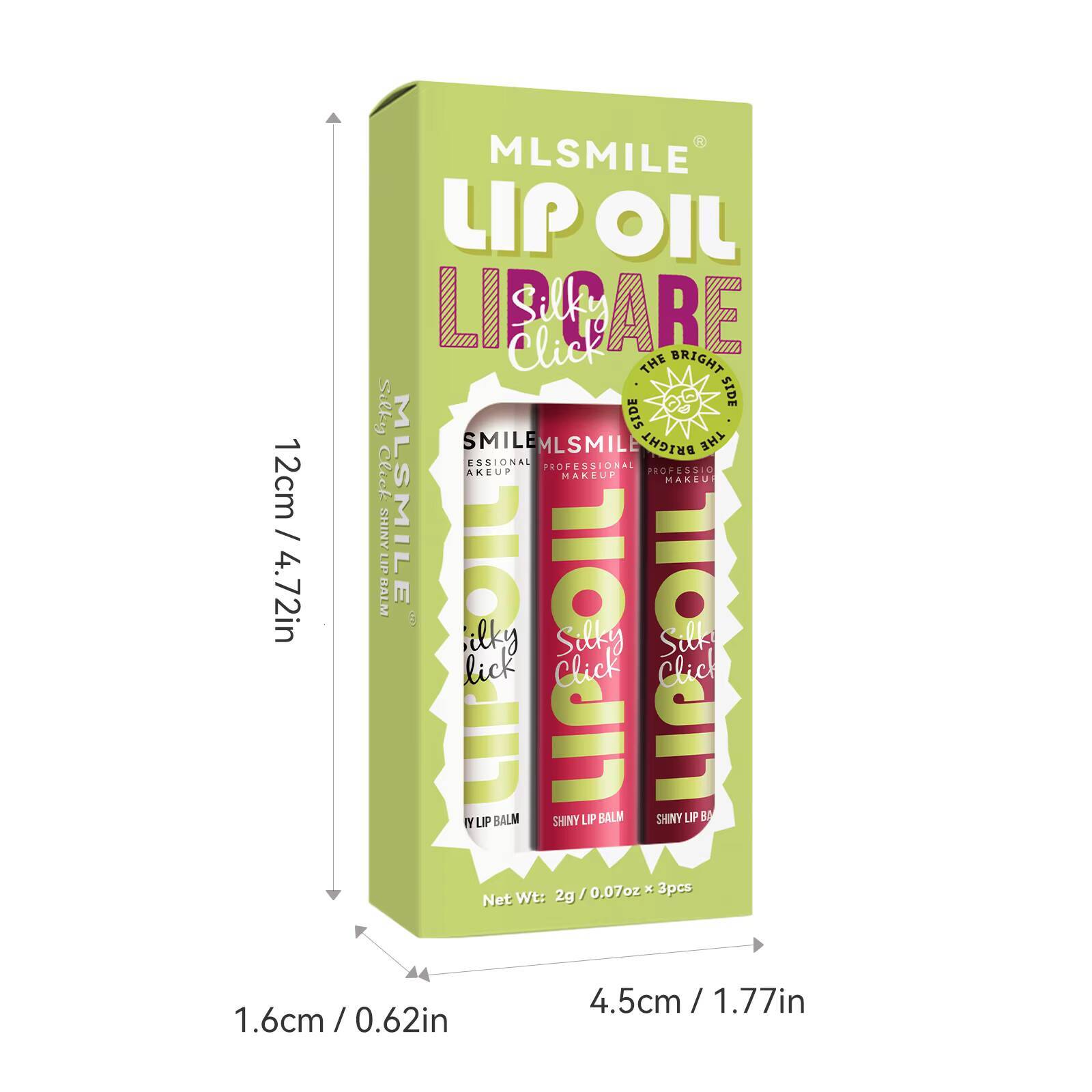 3Pcs/box Mirror Glass Solid Glaze Set Makeup Water Light Gloss Stick Moisturizing Tint Kit Lip Oil Lipstick Pen happy