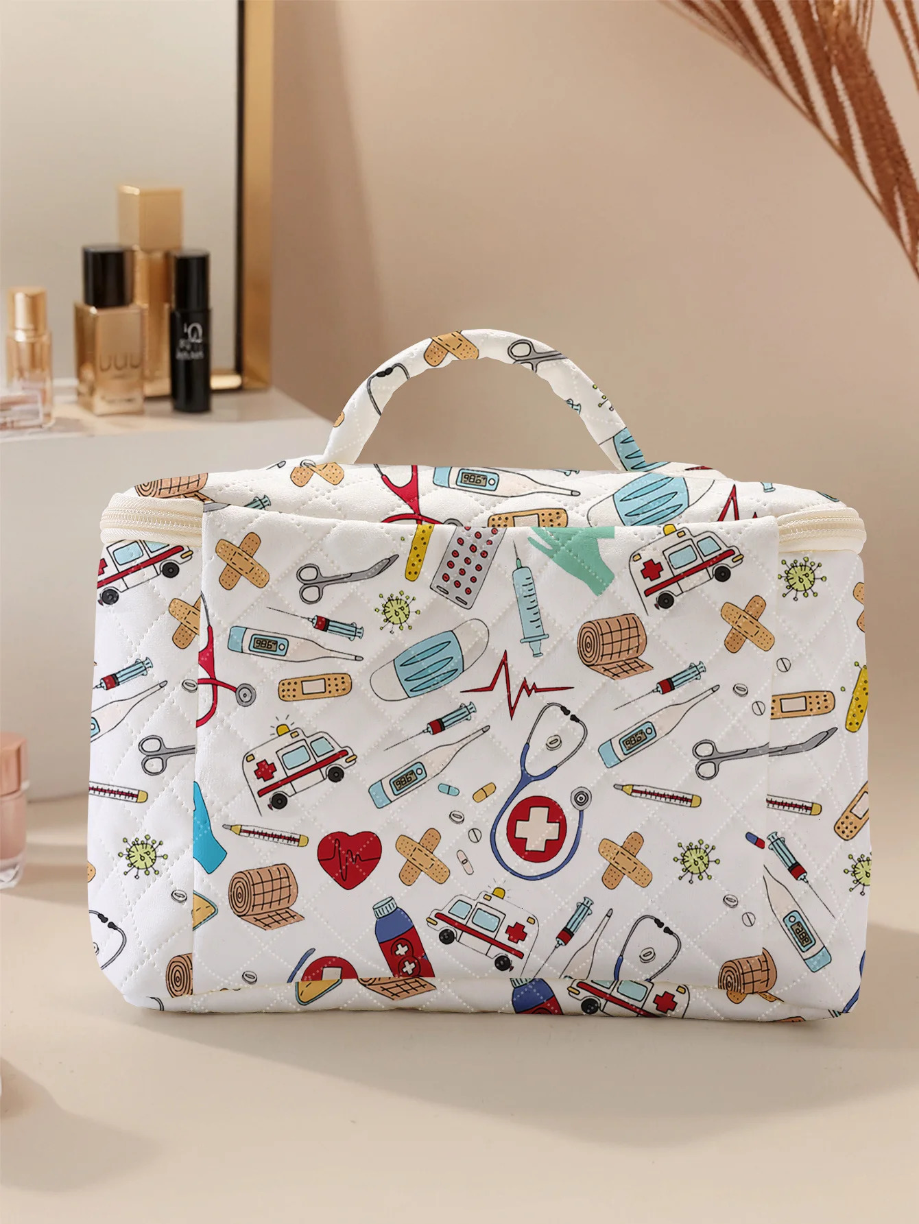 1pc Portable travel cosmetics with medical supplies patterns large capacity storage bags cute and stylish makeup 250614