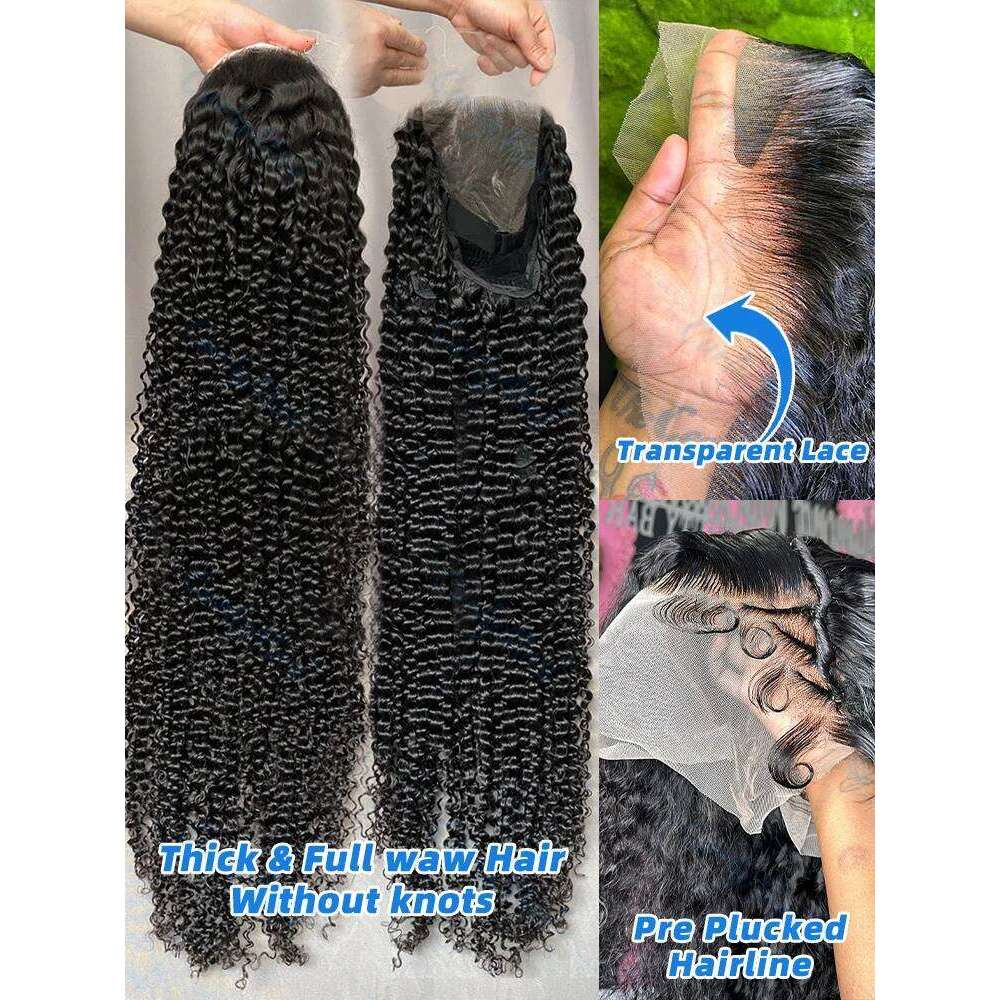 Luvin 220 Density Brazilian 13x6 HD Deep Wave Lace Frontal Human Hair Synthetic Hair30 40 Inch Loose Curly Wigs Glueless 6x6 Closure Wig