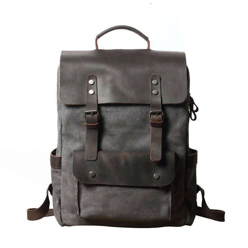 Men Backpacks Retro Canvas Backpack Multifunction Fashion Neutral Leather School Bags For Teenager Portable Wearproof Travel Bag