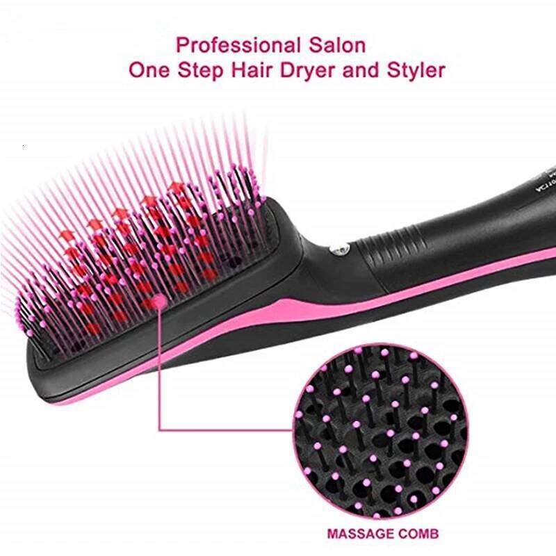 Hair Pink Multifunctional Hairdryer One Step Ions Hot and Cold Air Wind Blow Dryer Brush With Comb