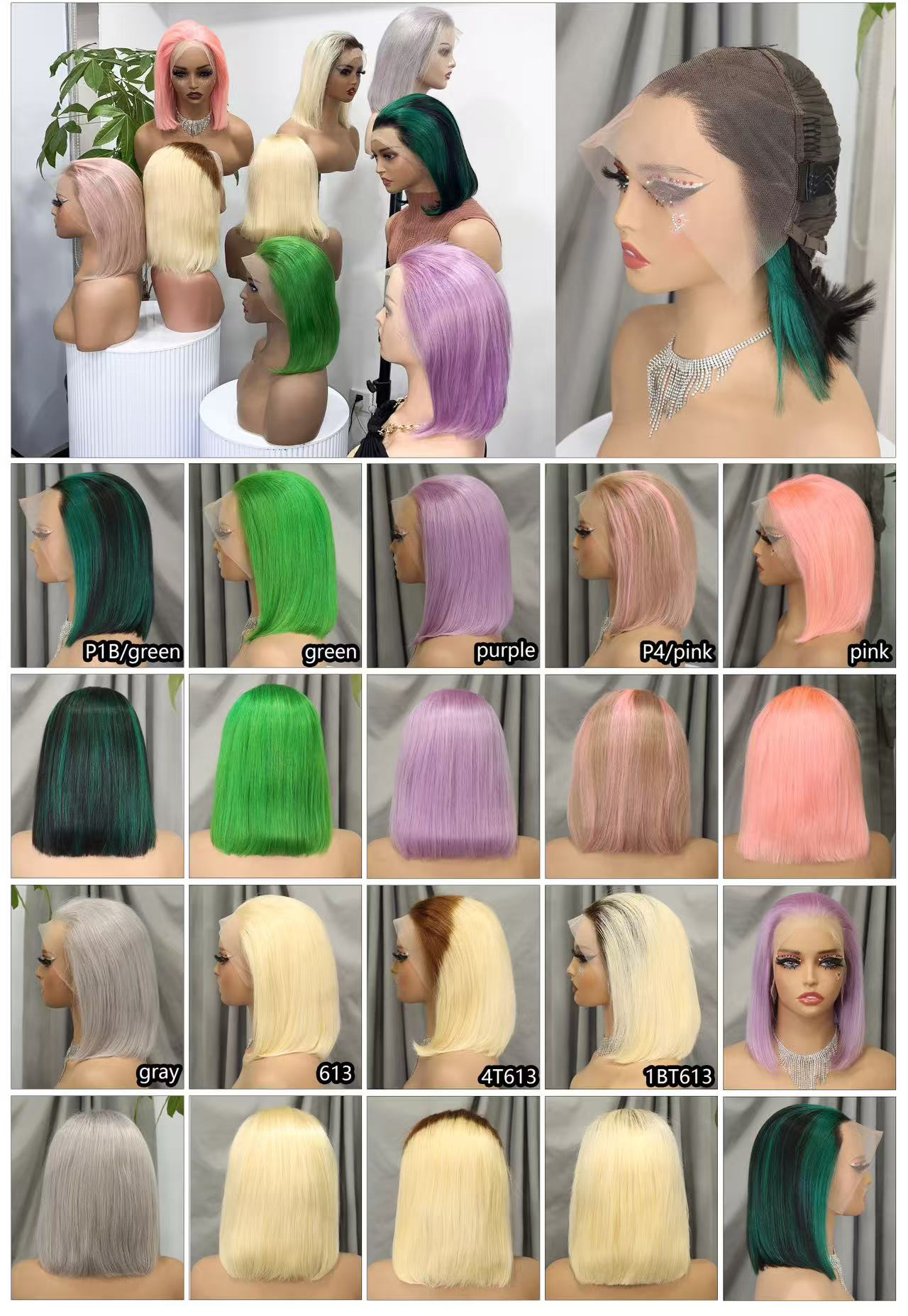 Rose Pink Short Colored Bob Human Hair Wigs Brazilian 13X4 Straight Lace Front Wigs Transparent Lace Pre Plucked Colored Wig