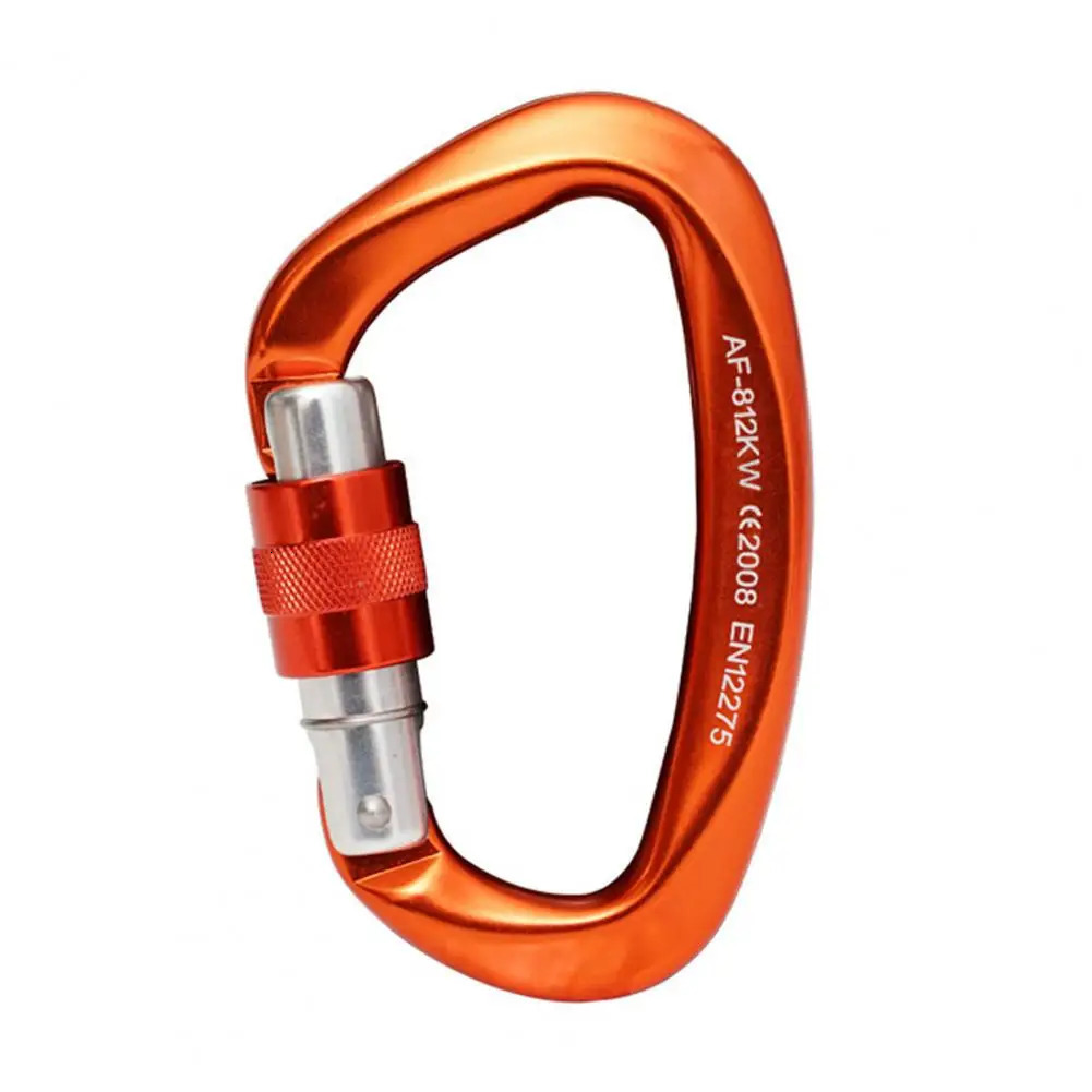 Climbing Carabiner Screw Gate Locking Heavy Duty 812KW 25KN Aviation Aluminum Dshaped Ring Outdoor Hiking Snap Hook Clip 250611