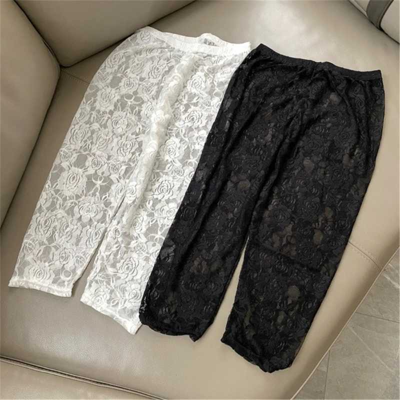 Womens Under Skirt High Waist Sheer Mesh Shorts Cropped Pants See Through Flower Lace Bodycon Capris Leggings TightsXJ250616