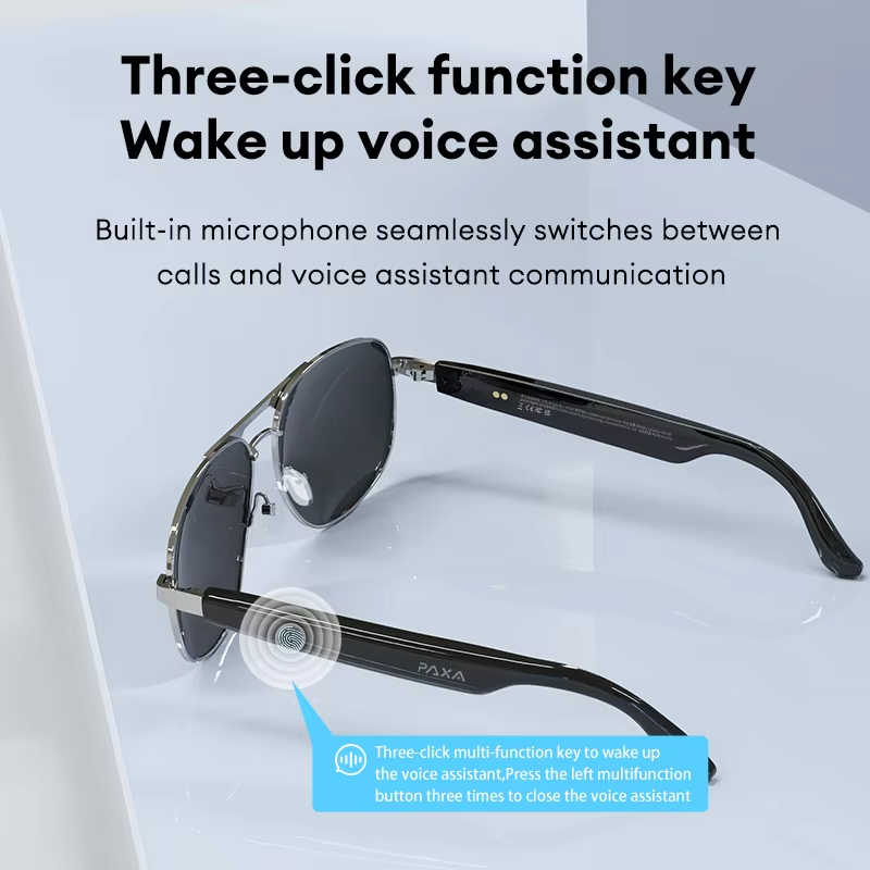 PAXA Smart Glasses Headset Bluetooth 5.4 Multifunctional HD Calling Sunglasses Headphones Intelligent Control Earphones High Quality Pilot7