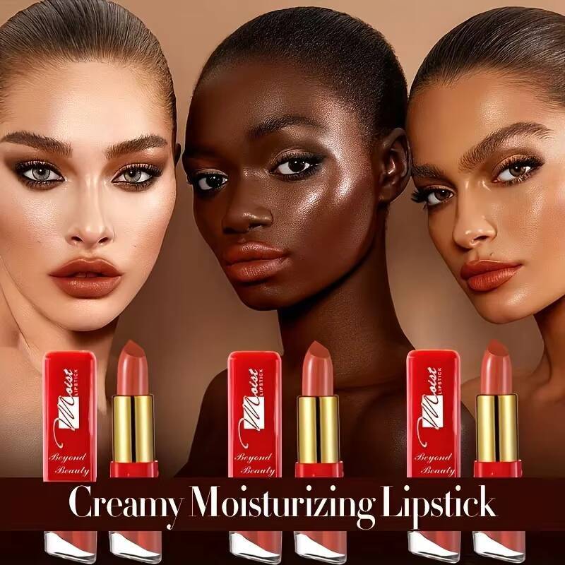 12 Colors Creamy Moisturizing Lipstick, Long Lasting Lipstick Leaning Tower Women and Schoolgirl Beginners Lip Makeup happy