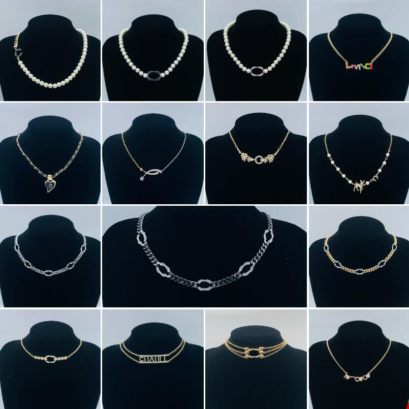 Designer Pendant Necklace Luxury Heart Letter Pearl Charm Necklaces Gold Silver Plated Sweater Chain Choker for Women Men Wedding Fashion Jewelry Valentine's Day